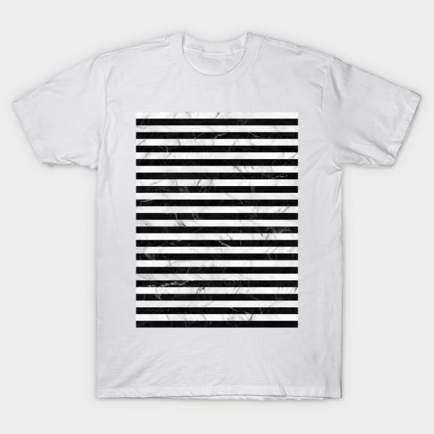 Marble Stripes Pattern - Black and White T-Shirt by ZoltanRatko